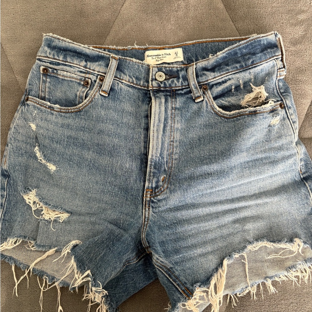 Abercrombie & Fitch High Rise Blue Denim Shorts